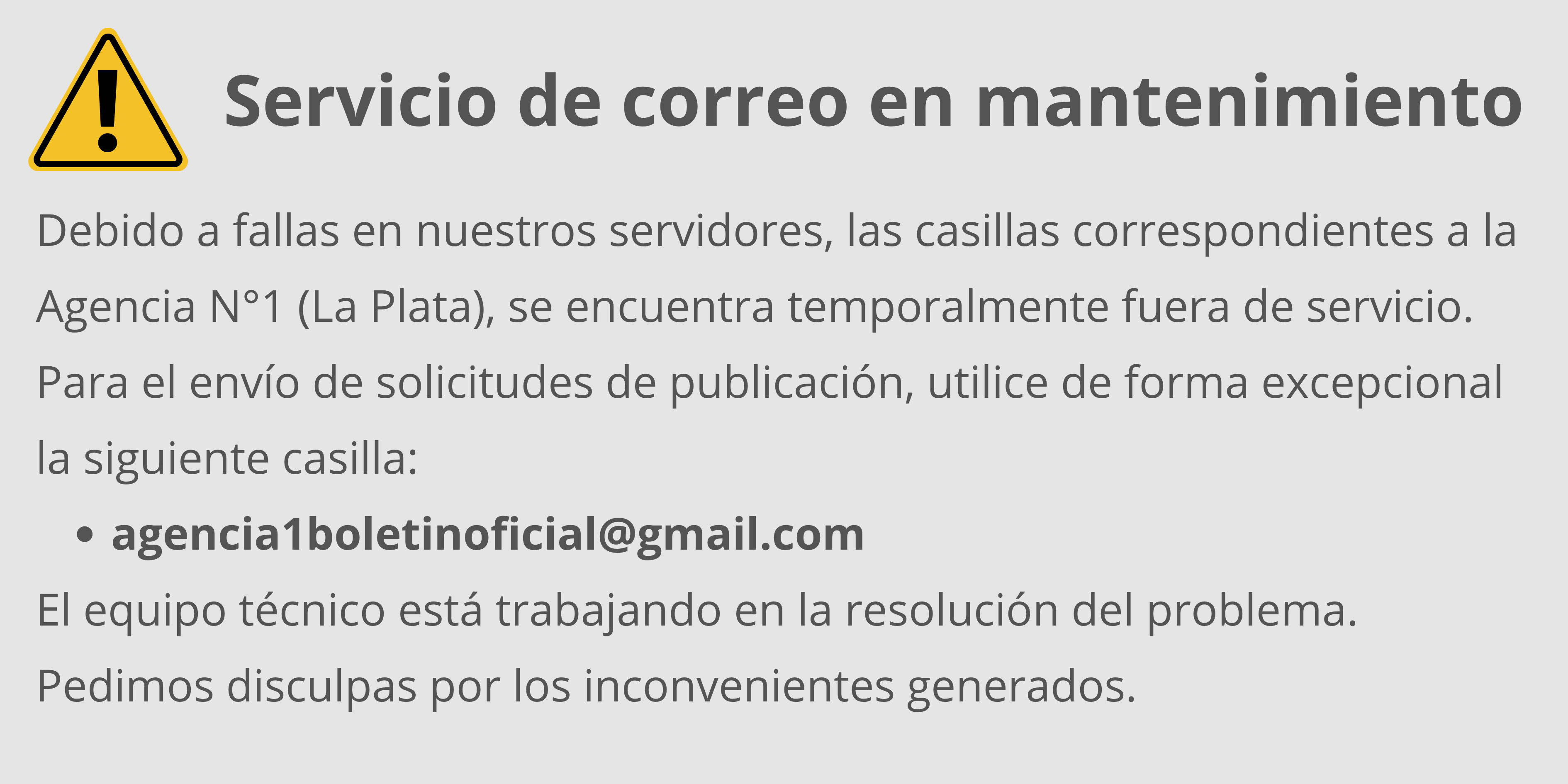 Correos en mantenimiento